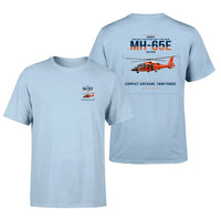 Thumbnail for Airbus MH-65E Dolphin design on light blue t-shirt, double-side print