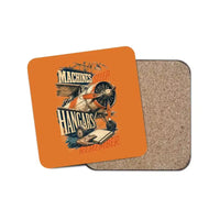 Thumbnail for Machines Sleep. Hangars Remember. design on orange 1 piece coaster
