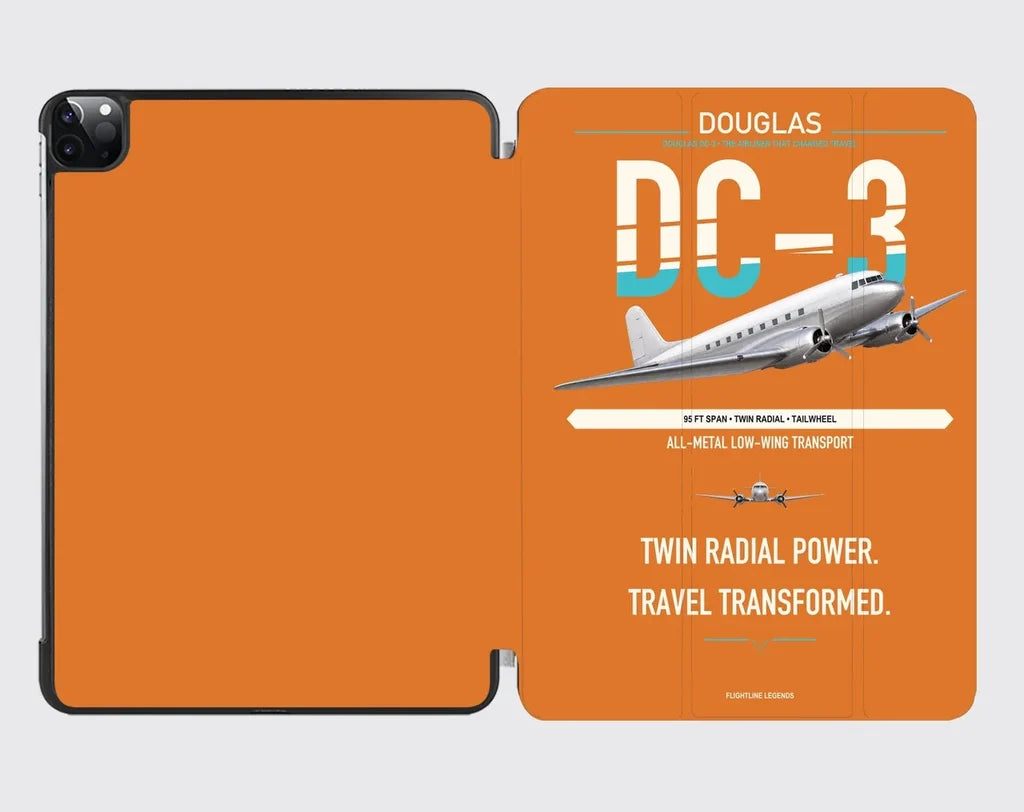 Douglas DC-3 design on orange ipad tablet case
