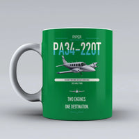 Thumbnail for Piper PA-34-220T Seneca V design on green ceramic mug, double-side print