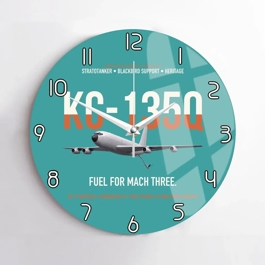 KC-135Q Blackbird Tanker design on turquoise no frame wall clock