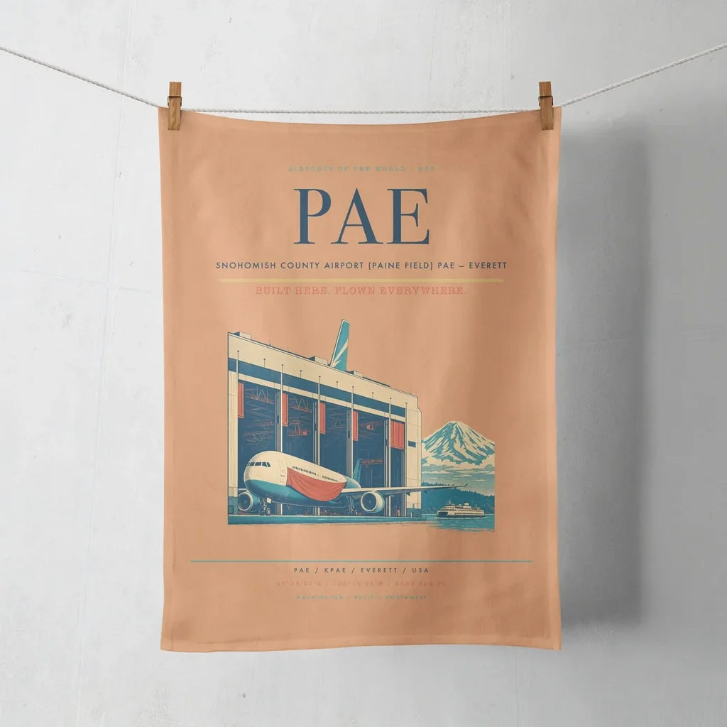 Snohomish County Airport (Paine Field) (PAE) design on orange towel