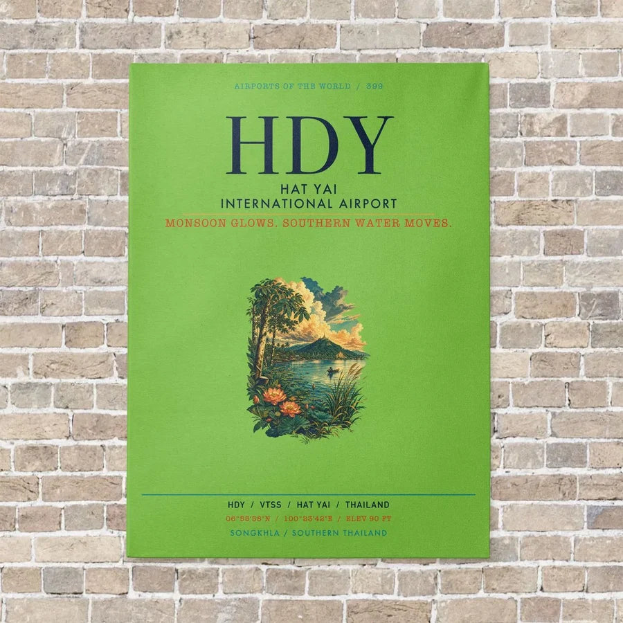 Hat Yai International Airport HDY vertical canvas print - no frame - light green background