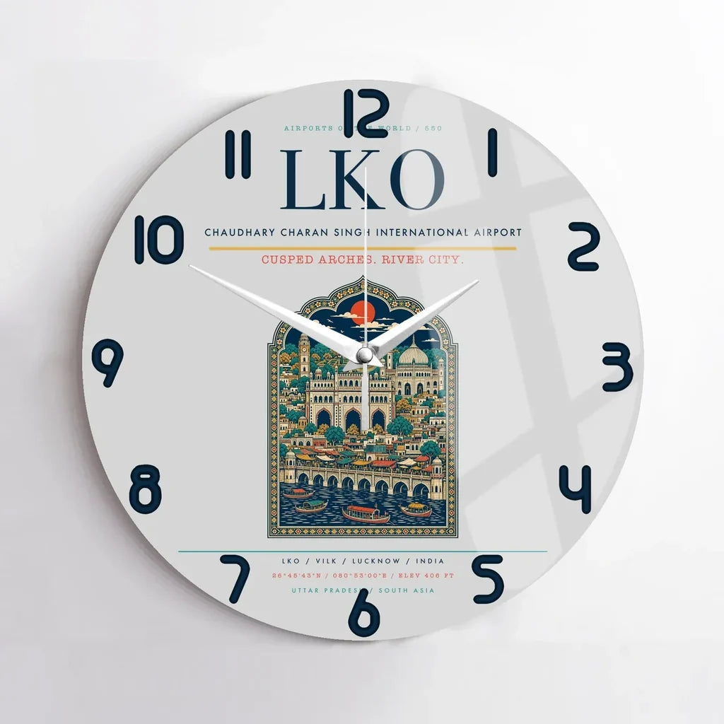 Chaudhary Charan Singh International Airport LKO Wall-Clock No-Frame - Light Gray