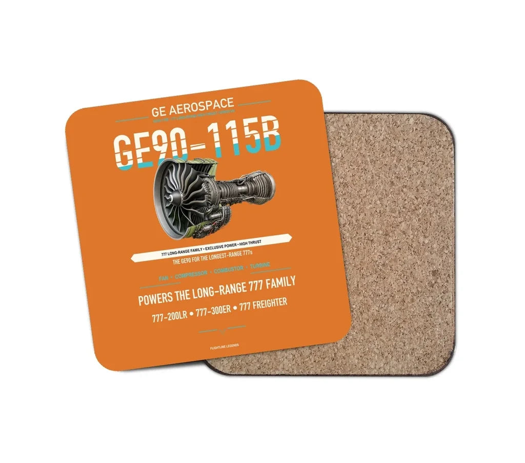GE90-115B design on orange 1 piece coaster