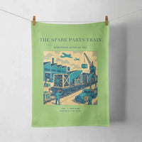 Thumbnail for VINTAGE G4527 - The Spare Parts Train - Designed Towels design on lightgreen