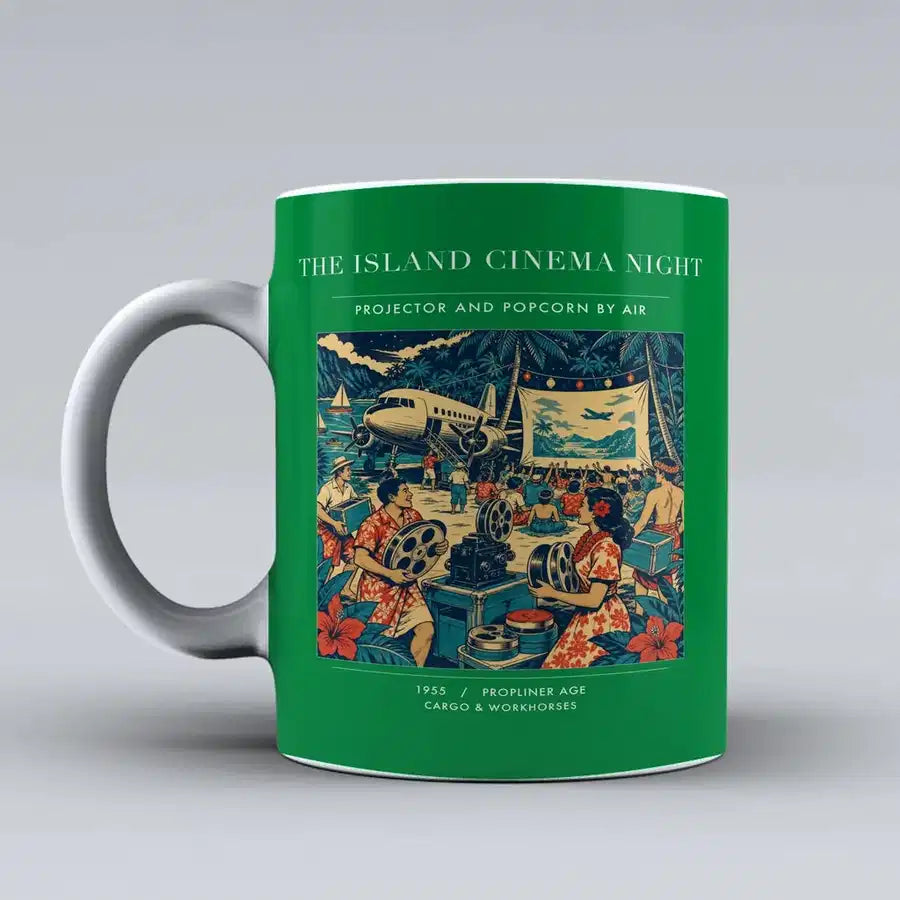 VINTAGE G4442 - The Island Cinema Night - Ceramic Mug design on green