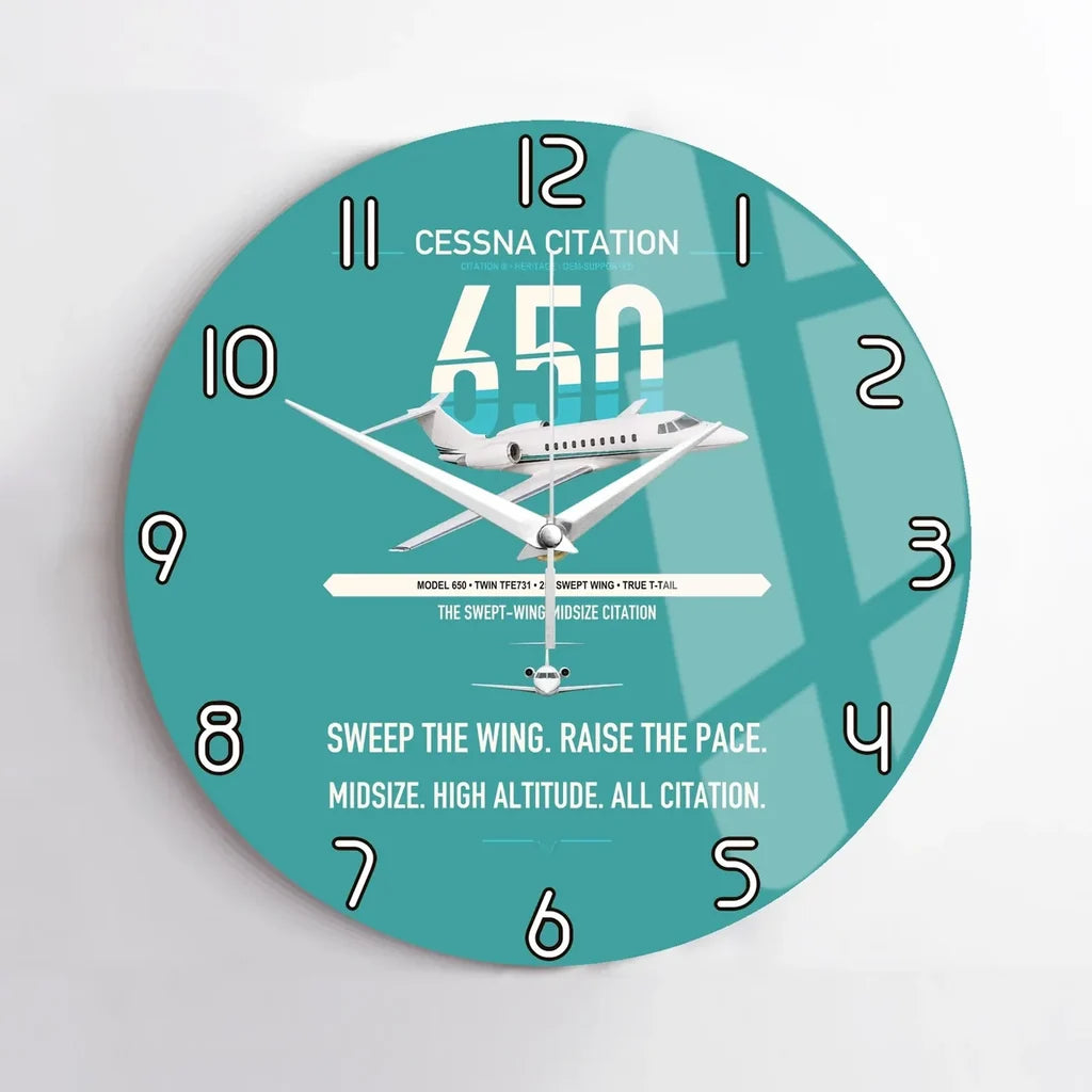 Cessna Citation 650 - Citation III design on turquoise no frame wall clock