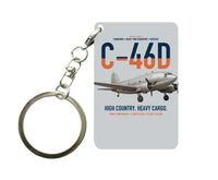 Thumbnail for C-46D Commando design on light gray designed key chain, double-side print