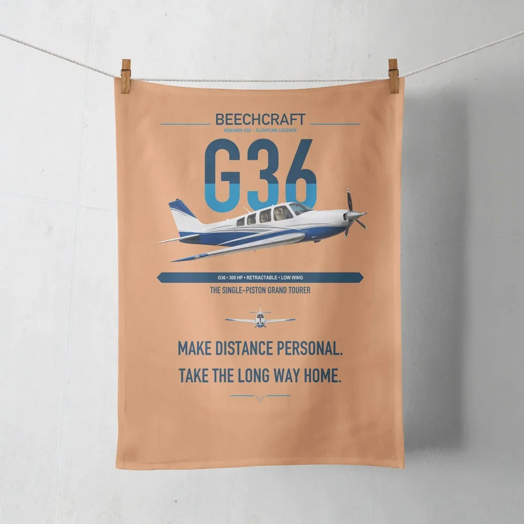 Beechcraft Bonanza G36 design on orange towel