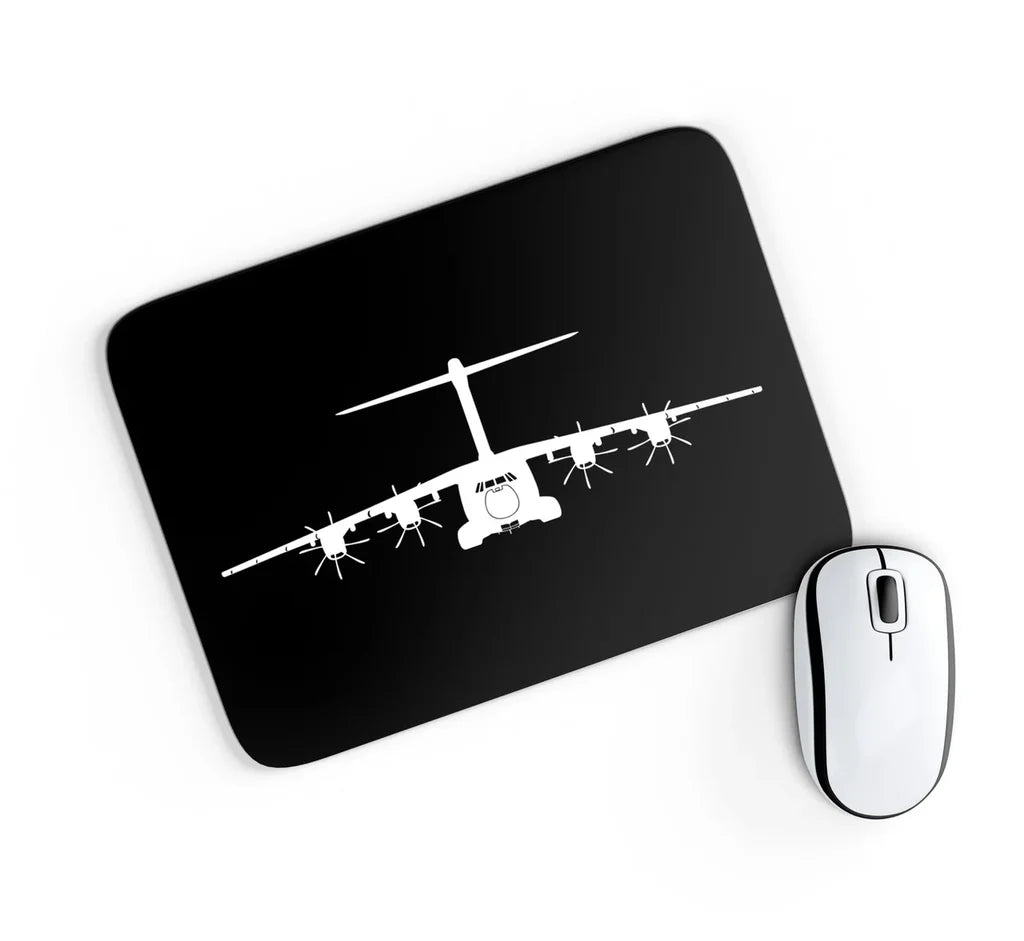 Airbus A400M Silhouette aviation design on neoprene with anti-slip base mouse pad.