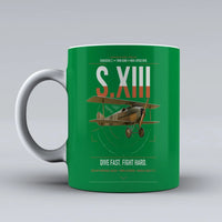Thumbnail for SPAD S.XIII C.1 design on green ceramic mug, double-side print
