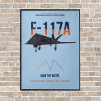 Thumbnail for F-117A Nighthawk Own The Night vertical canvas print - framed - light blue background