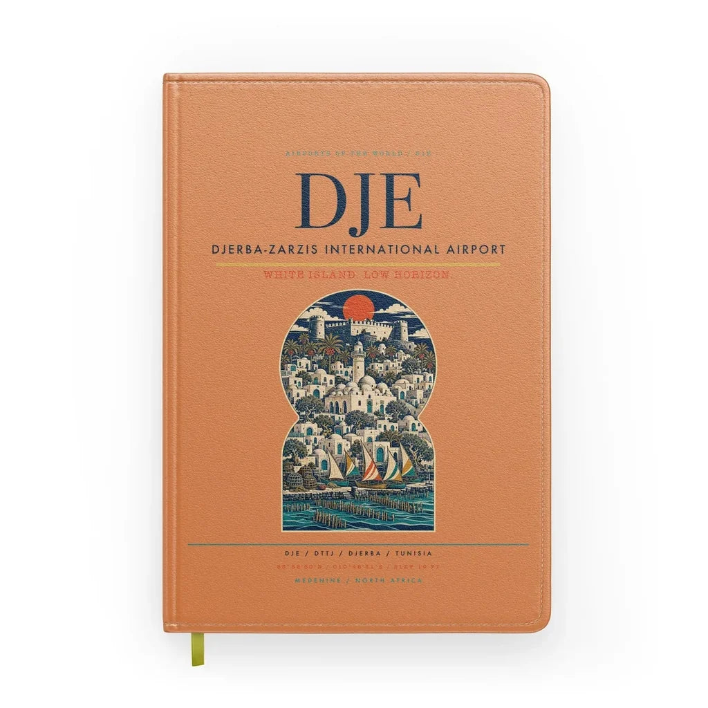 Djerba-Zarzis International Airport (DJE) design on orange notebook