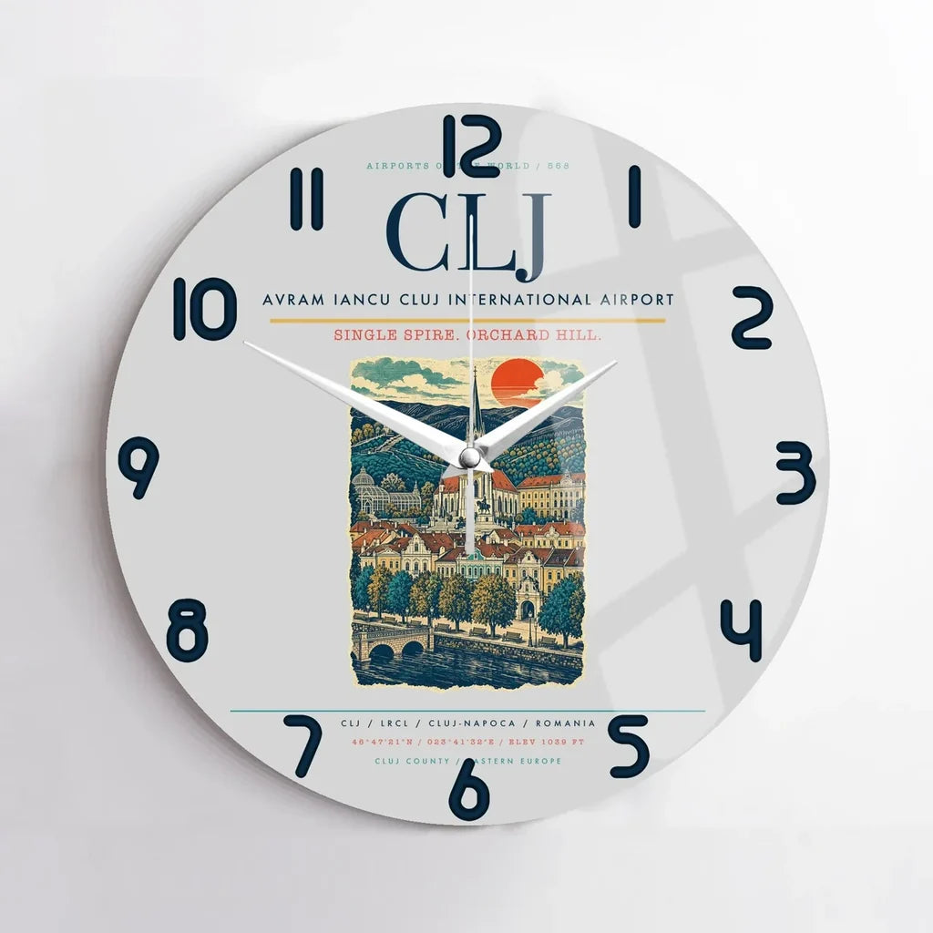 Avram Iancu Cluj International Airport CLJ Wall-Clock No-Frame - Light Gray