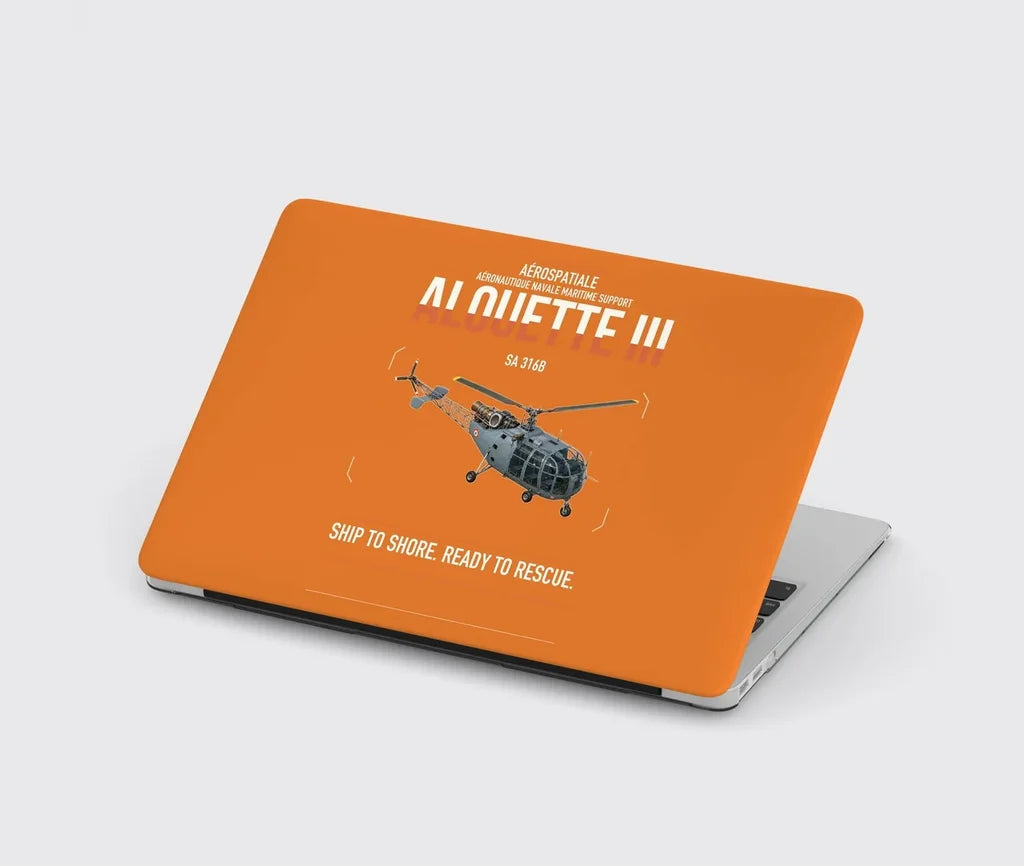 Aérospatiale SA 316B Alouette III design on orange MacBook case