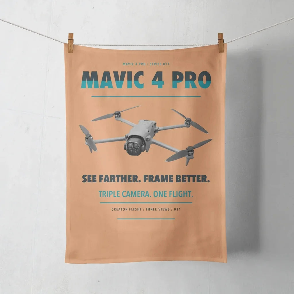 DJI Mavic 4 Pro design on orange towel