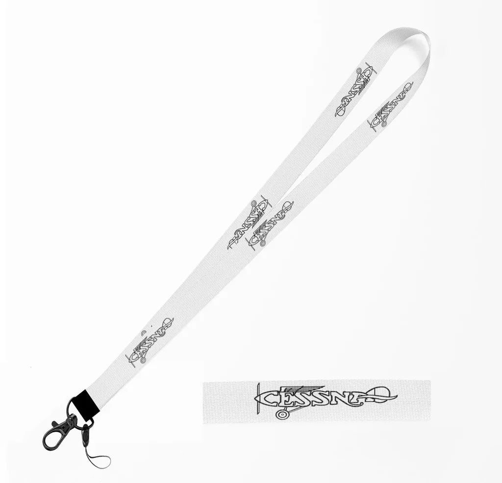 Special Cessna Text lanyard and ID holder in white