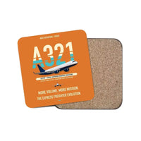 Thumbnail for Airbus A321P2F design on orange 1 piece coaster