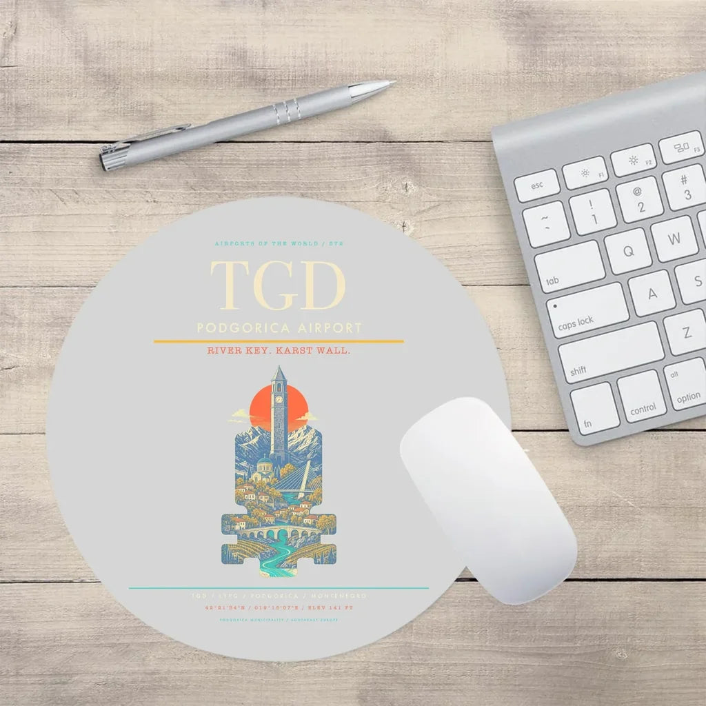 Podgorica Airport TGD Mouse-Pad Round - Light Gray