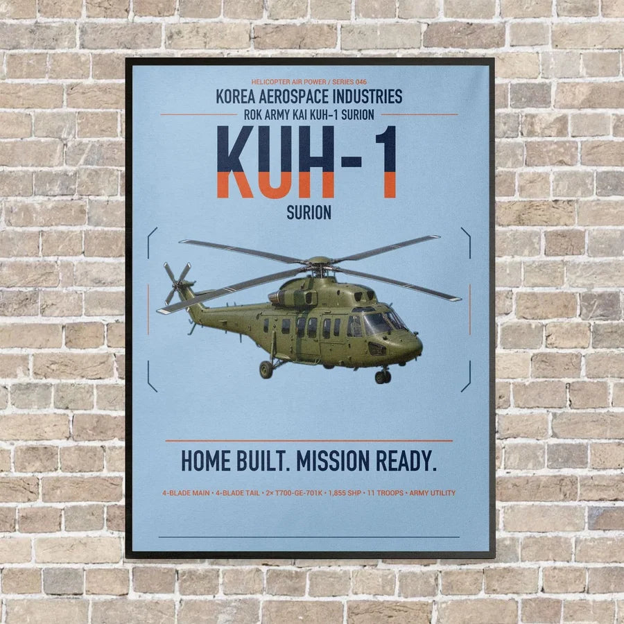Korea Aerospace Industries KUH-1 Surion vertical canvas print - framed - light blue background