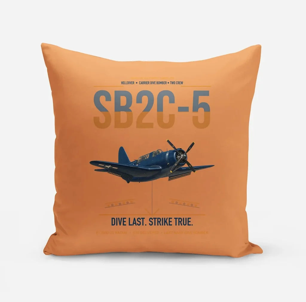 SB2C-5 Helldiver design on orange pillow