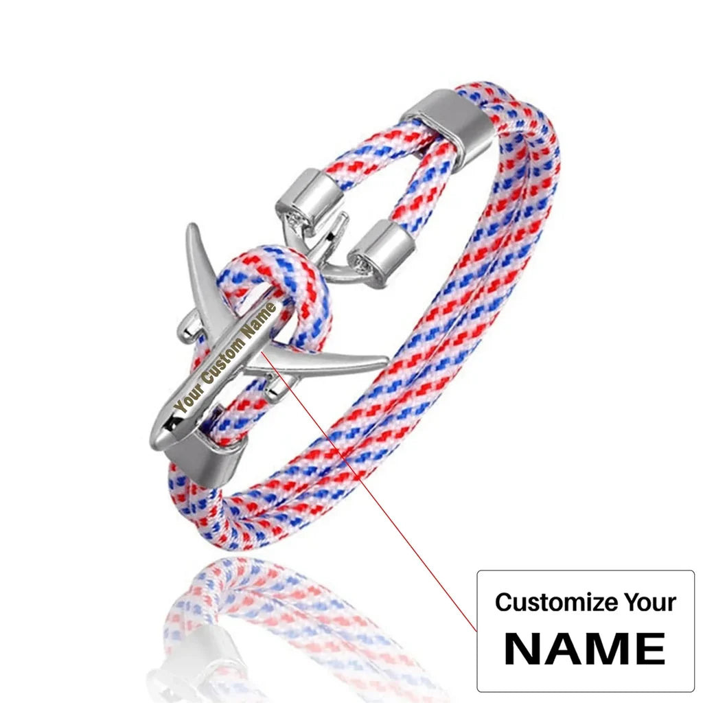 (Edition 2) Stylish Airplane Shape Bracelets Silver (Mixed Colours) aviation bracelet, polished metal body with engraved deta.