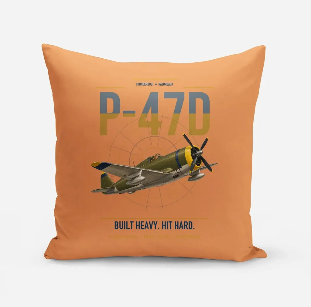 P-47D Thunderbolt Razorback design on orange pillow