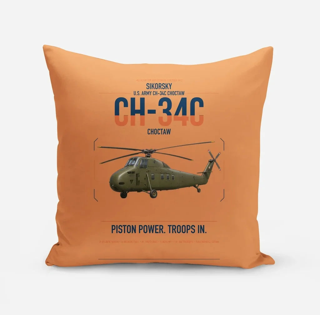 Sikorsky CH-34C Choctaw design on orange pillow