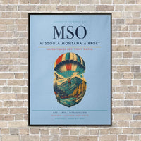 Thumbnail for Missoula Montana Airport MSO vertical canvas print - framed - light blue background