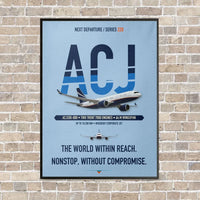 Thumbnail for Airbus ACJ330neo / exact ACJ330-800 vertical canvas print - framed - light blue background