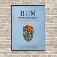 Thumbnail for Birmingham-Shuttlesworth International Airport BHM vertical canvas print - framed - light blue background