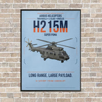 Thumbnail for Airbus H215M vertical canvas print - framed - light blue background