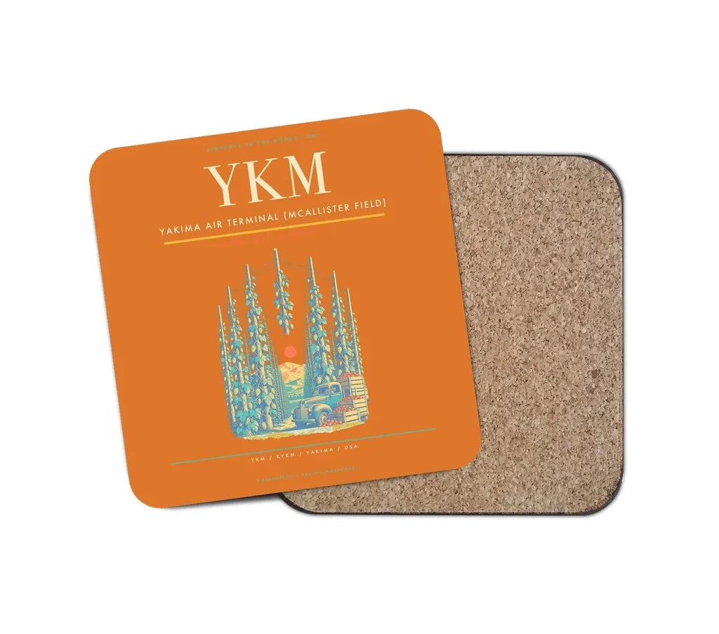 Yakima Air Terminal (McAllister Field) (YKM) design on orange 1 piece coaster