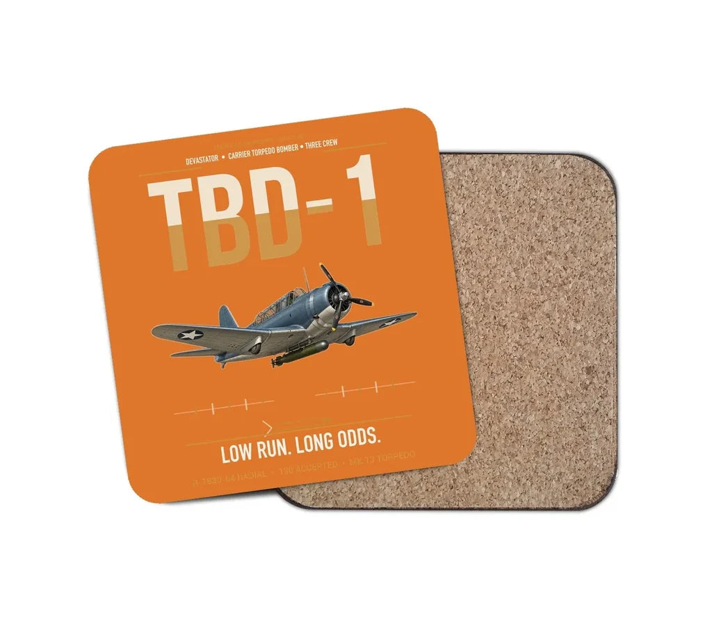 TBD-1 Devastator design on orange 1 piece coaster