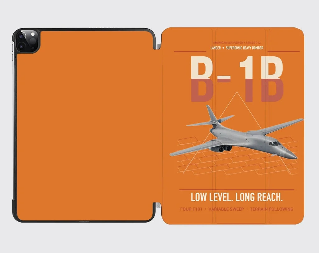 B-1B Lancer design on orange ipad tablet case