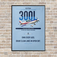 Thumbnail for Extra 300L vertical canvas print - framed - light blue background