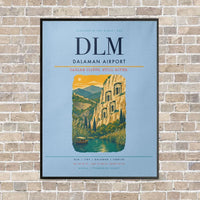 Thumbnail for Dalaman Airport DLM vertical canvas print - framed - light blue background