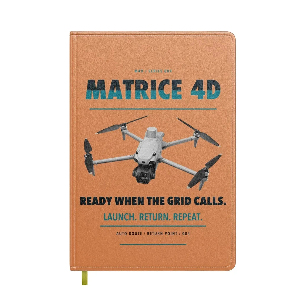 DJI Matrice 4D design on orange notebook