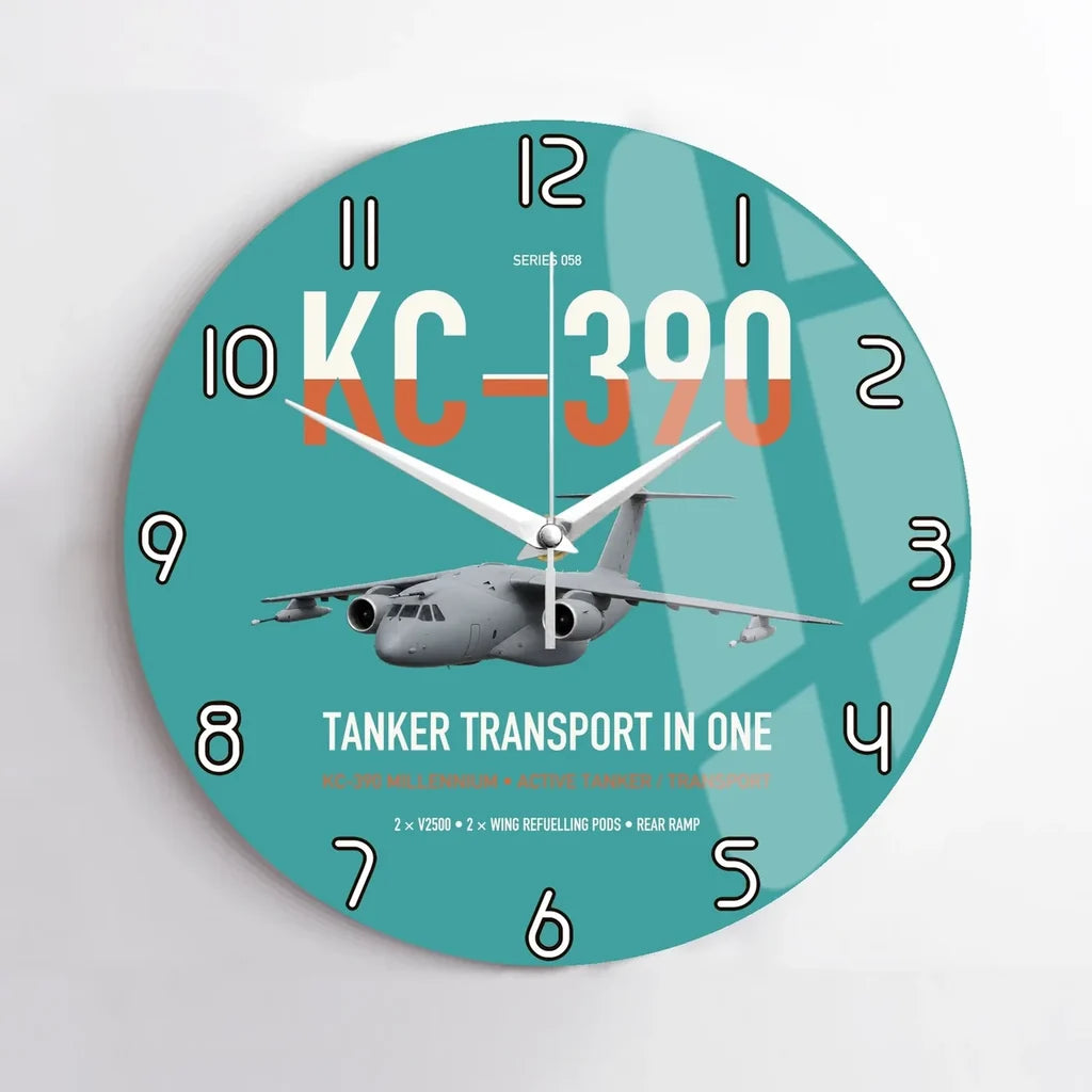 Embraer KC-390 Millennium design on turquoise no frame wall clock