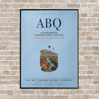 Thumbnail for Albuquerque International Sunport ABQ vertical canvas print - framed - light blue background