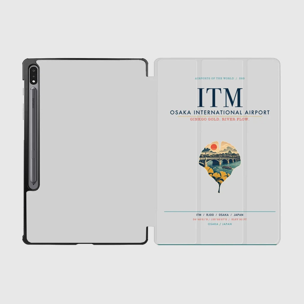 Osaka International Airport (ITM) design on light gray samsung tablet tablet case