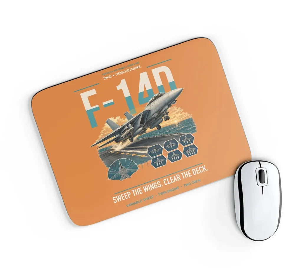 F-14D Tomcat design on orange rectangle mouse pad