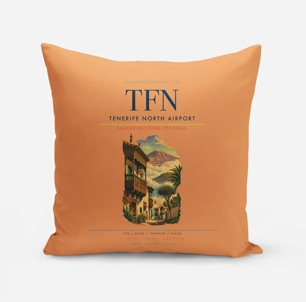 Tenerife North Airport (TFN) design on orange pillow