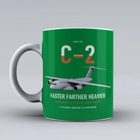 Thumbnail for Kawasaki C-2 design on green ceramic mug, double-side print
