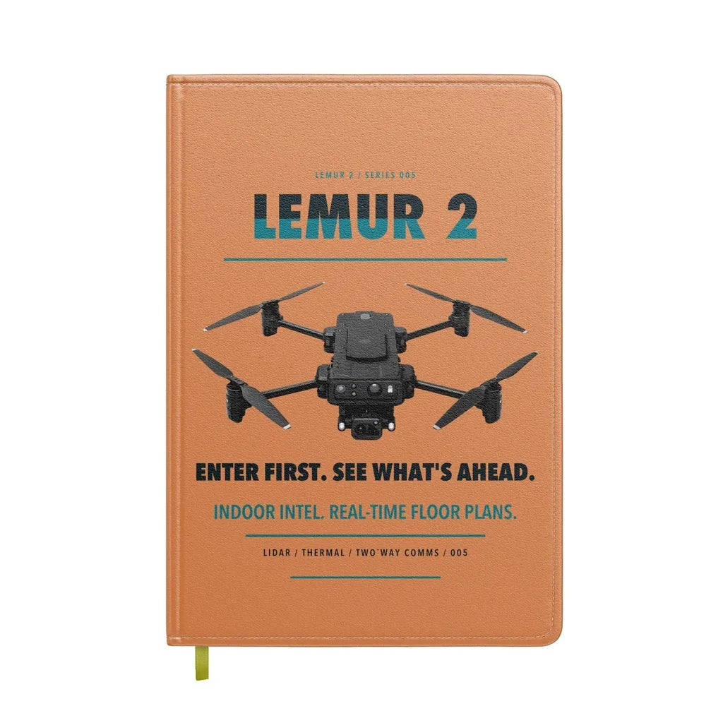 BRINC LEMUR 2 design on orange notebook