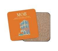Thumbnail for Mobile Regional Airport (MOB) design on orange 1 piece coaster