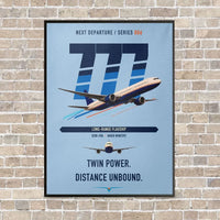 Thumbnail for Boeing 777-300ER vertical canvas print - framed - light blue background