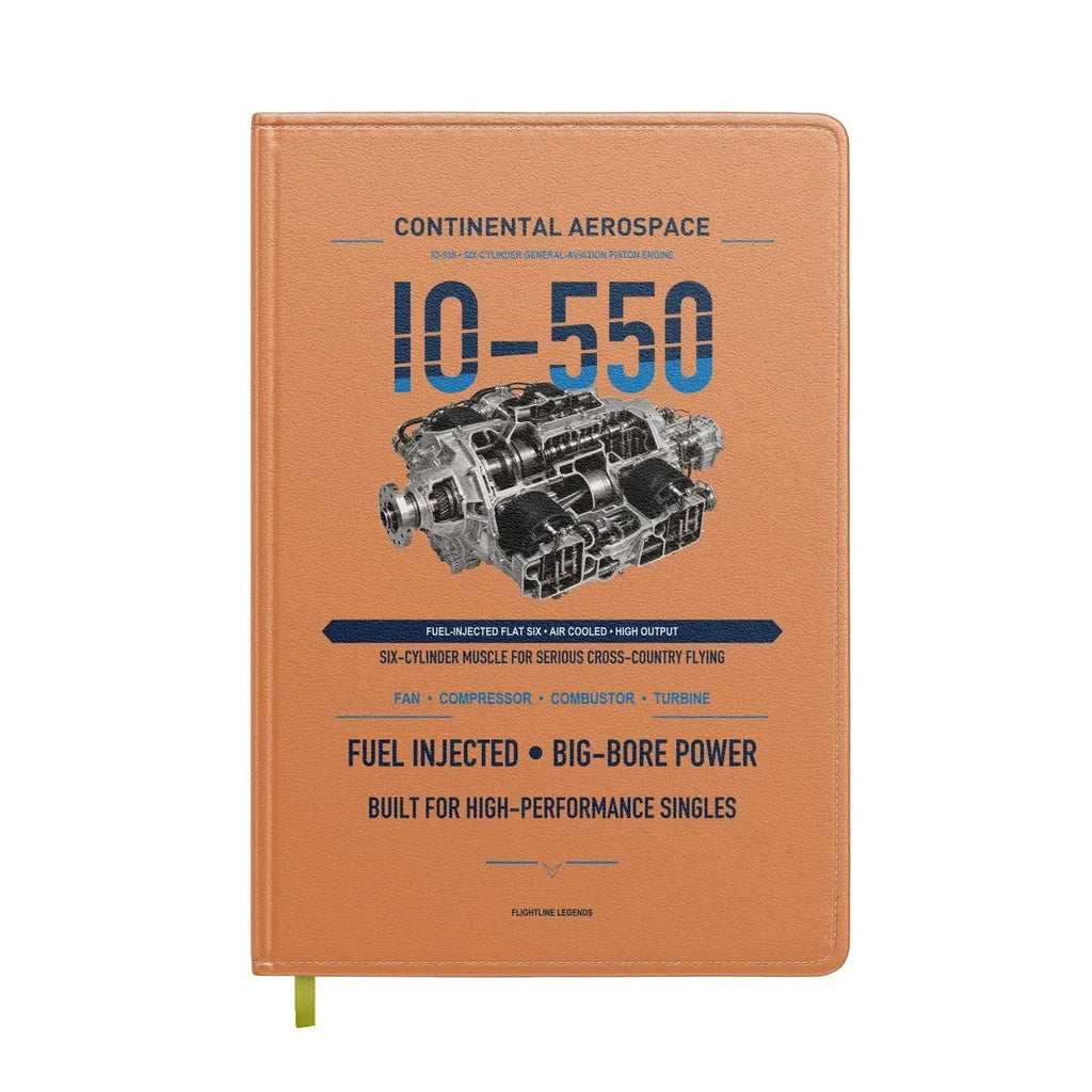 IO-550 design on orange notebook