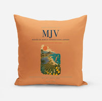 Thumbnail for Región de Murcia International Airport (MJV) design on orange pillow